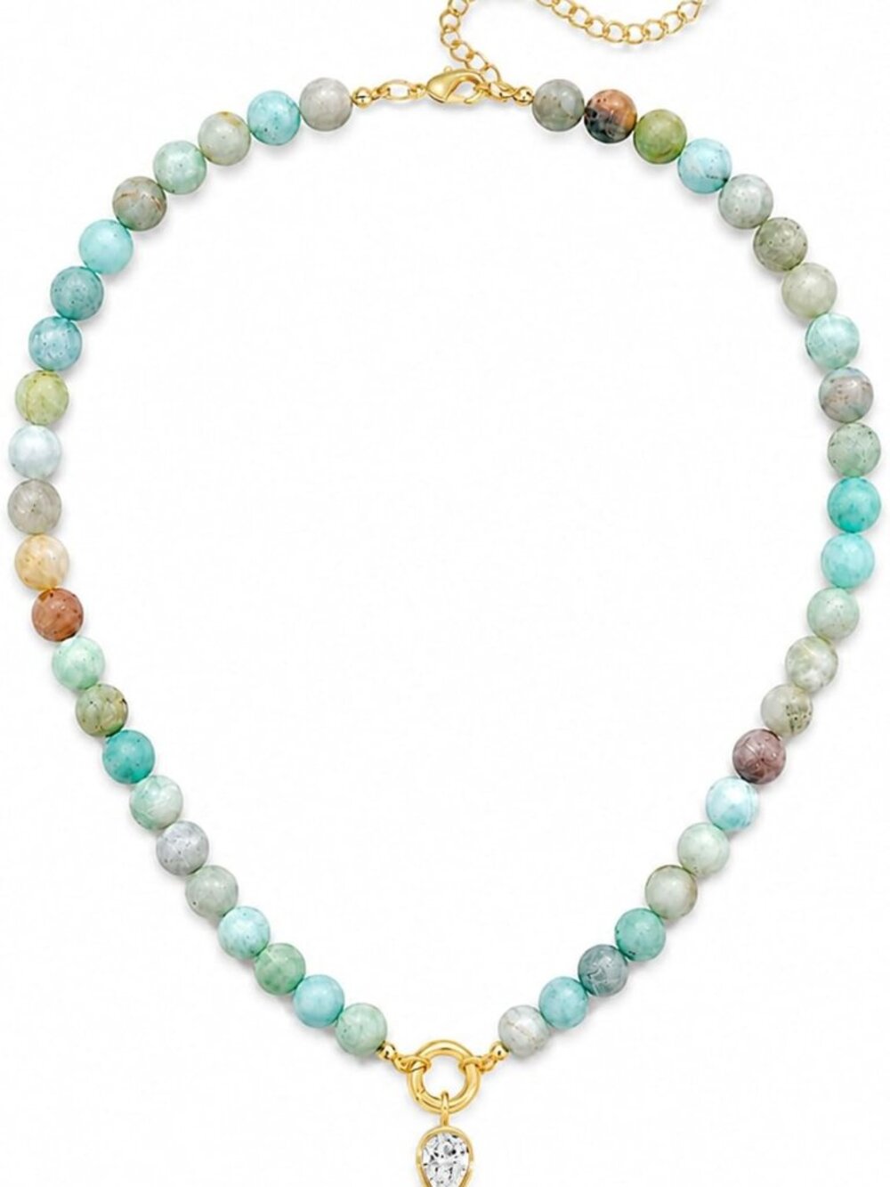 Colorful Gemstone Necklace for Women | Natural Stone Beaded Jewelry with CZ